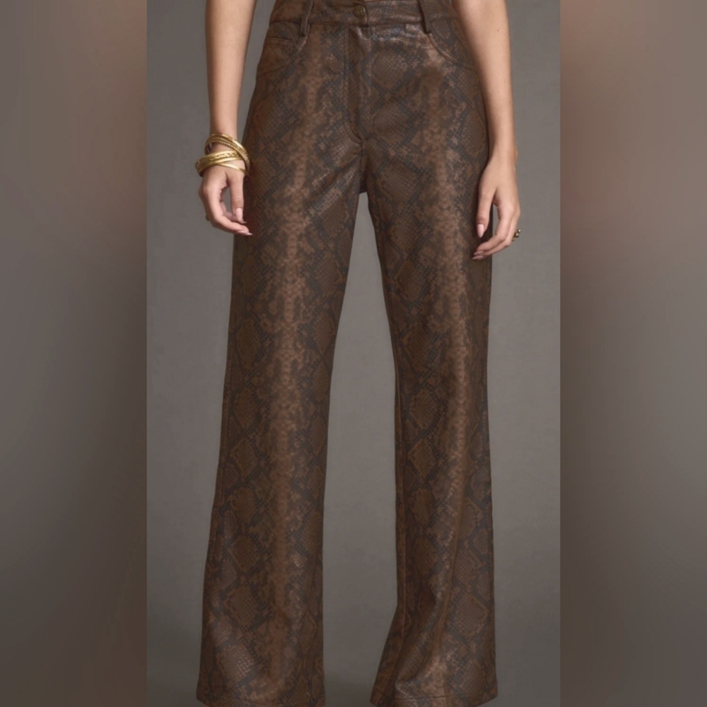 Peck & Peck Weekend Snake Style Chocolate Brown Pant Size 12  NWT
